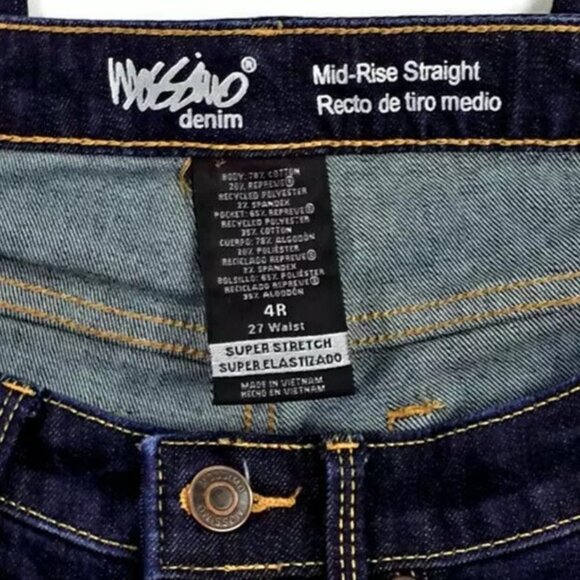 Mossimo Super Stretch Dark Wash Mid Rise Straight Leg Denim Jeans Womens 4 EUC - Picture 12 of 16